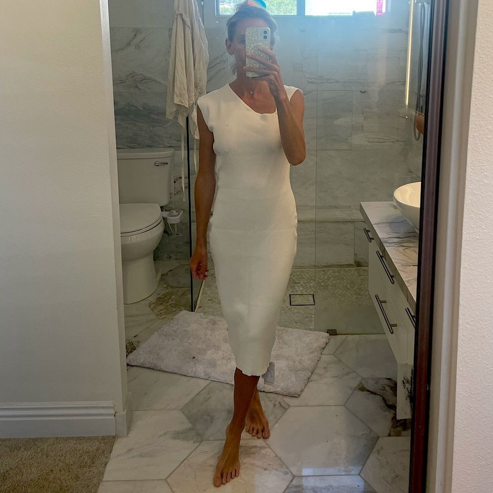 Commense white knit midi dress size S, NWT